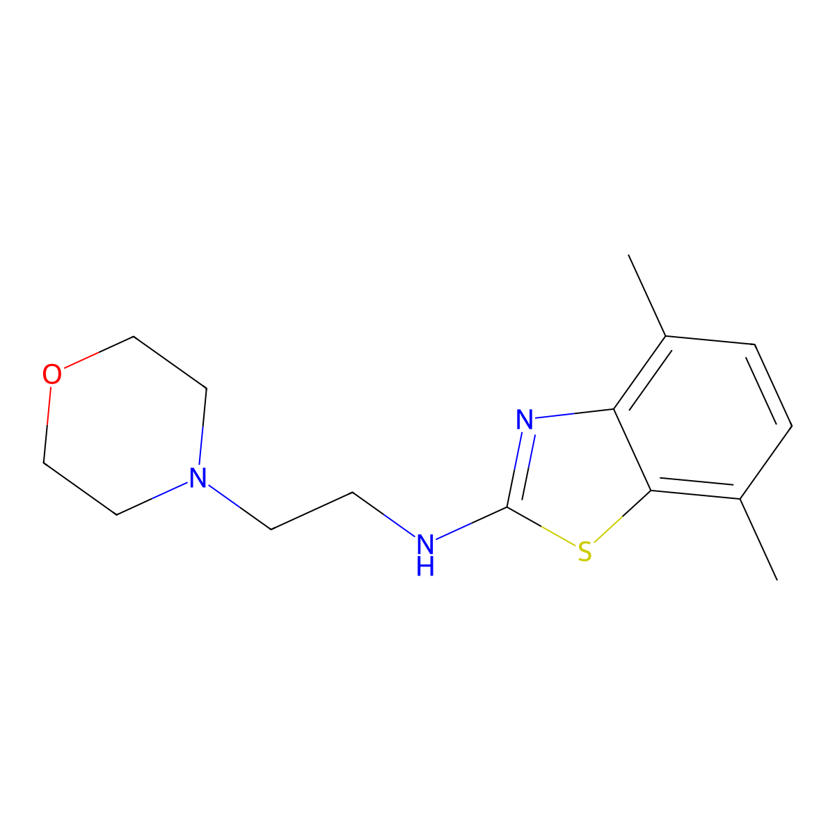 4,7-dimethyl-N-(2-morpholin-4-ylethyl)-1,3-benzothiazol-2-amine molecular structure, CAS 1204298-11-2