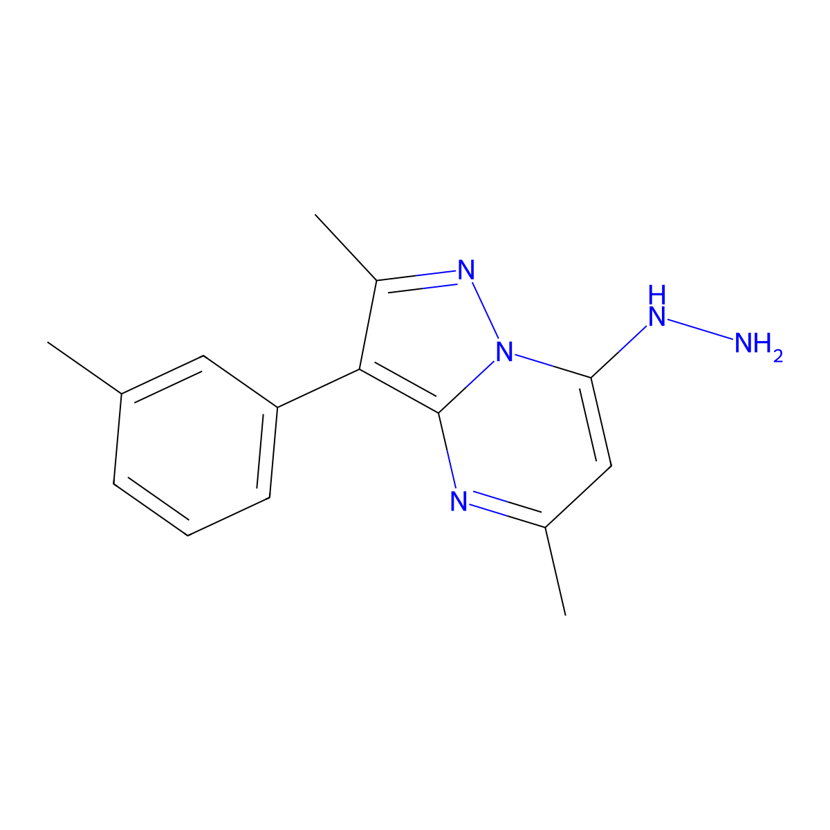 7-Hydrazino-2,5-dimethyl-3-(3-methylphenyl)pyrazolo[1,5-a]pyrimidine molecular structure, CAS 1204298-21-4