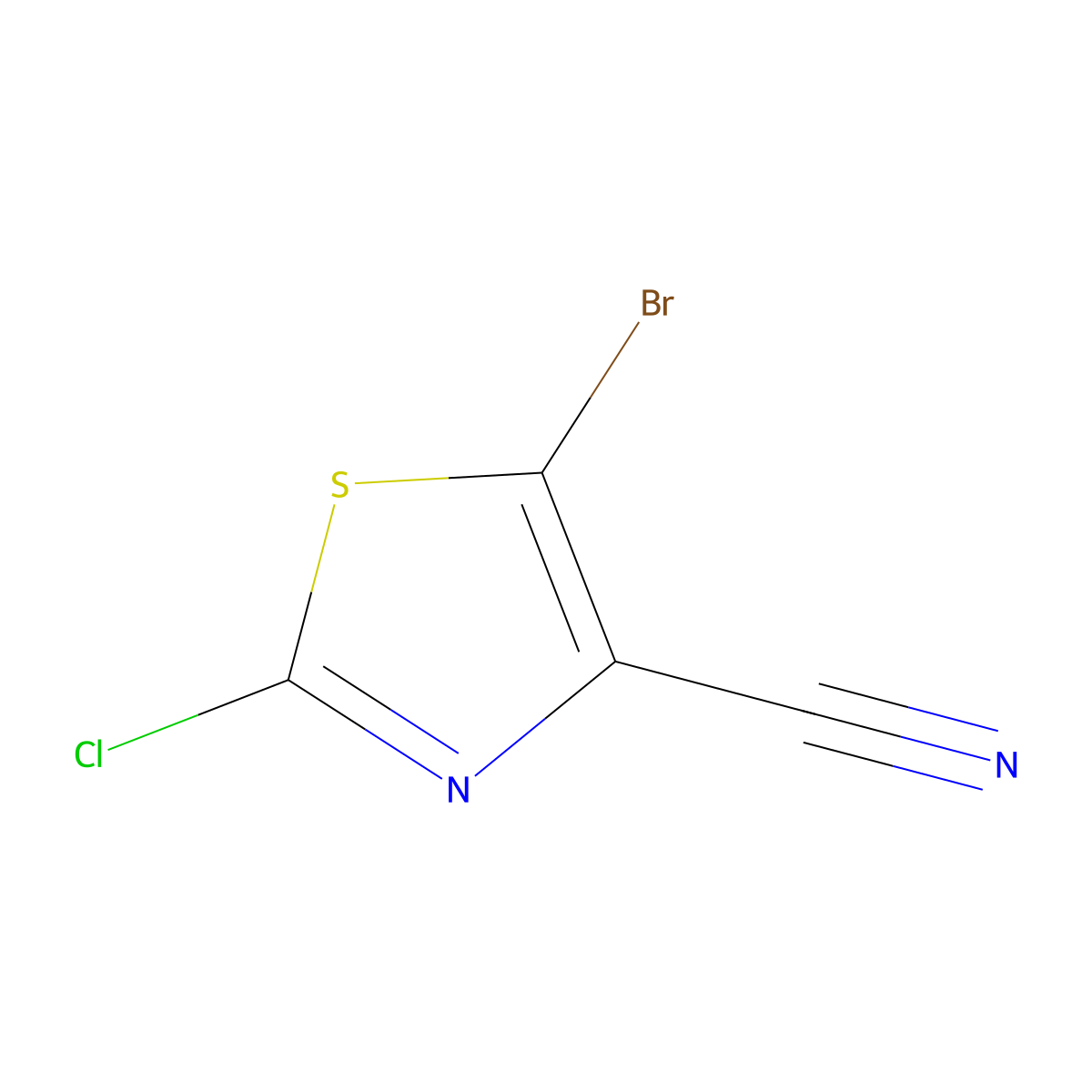 5-Bromo-2-chloro-1,3-thiazole-4-carbonitrile molecular structure, CAS 1204298-27-0