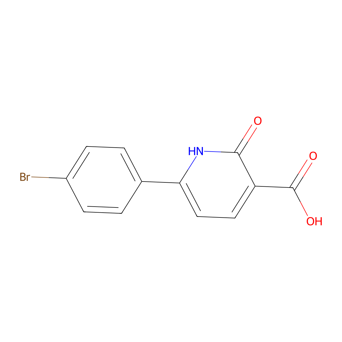 6-(4-Bromophenyl)-2-oxo-1,2-dihydropyridine-3-carboxylic acid molecular structure, CAS 1204298-37-2