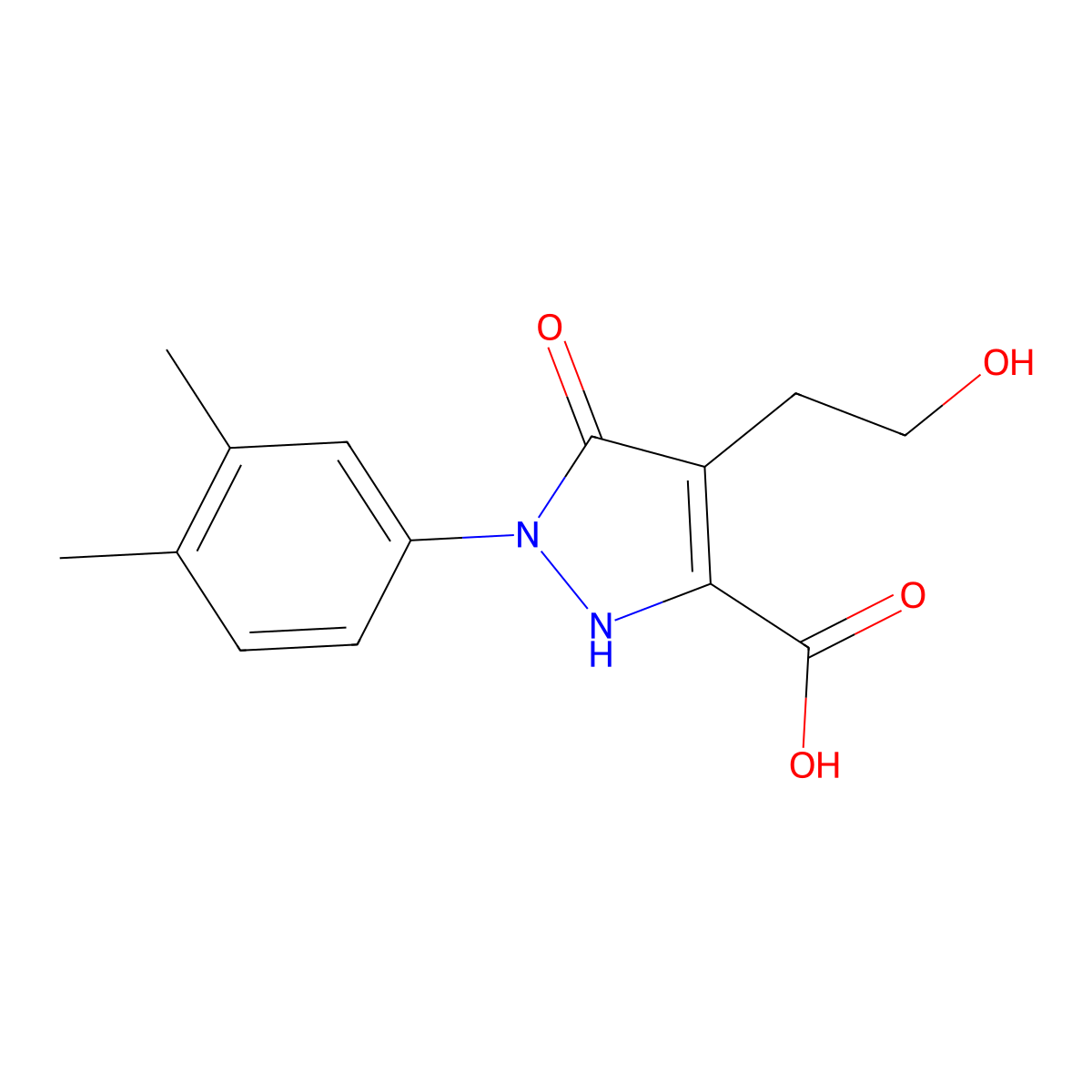 1-(3,4-dimethylphenyl)-4-(2-hydroxyethyl)-5-oxo-2,5-dihydro-1H-pyrazole-3-carboxylic acid molecular structure, CAS 1204298-38-3