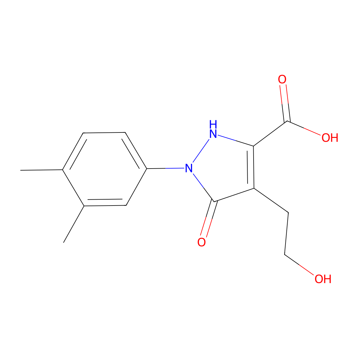1-(3,4-dimethylphenyl)-4-(2-hydroxyethyl)-5-oxo-2,5-dihydro-1H-pyrazole-3-carboxylic acid molecular structure, CAS 1204298-38-3
