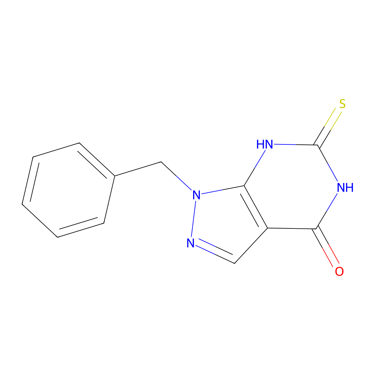 1-benzyl-6-sulfanyl-1H,4H,5H-pyrazolo[3,4-d]pyrimidin-4-one molecular structure, CAS 1204298-46-3