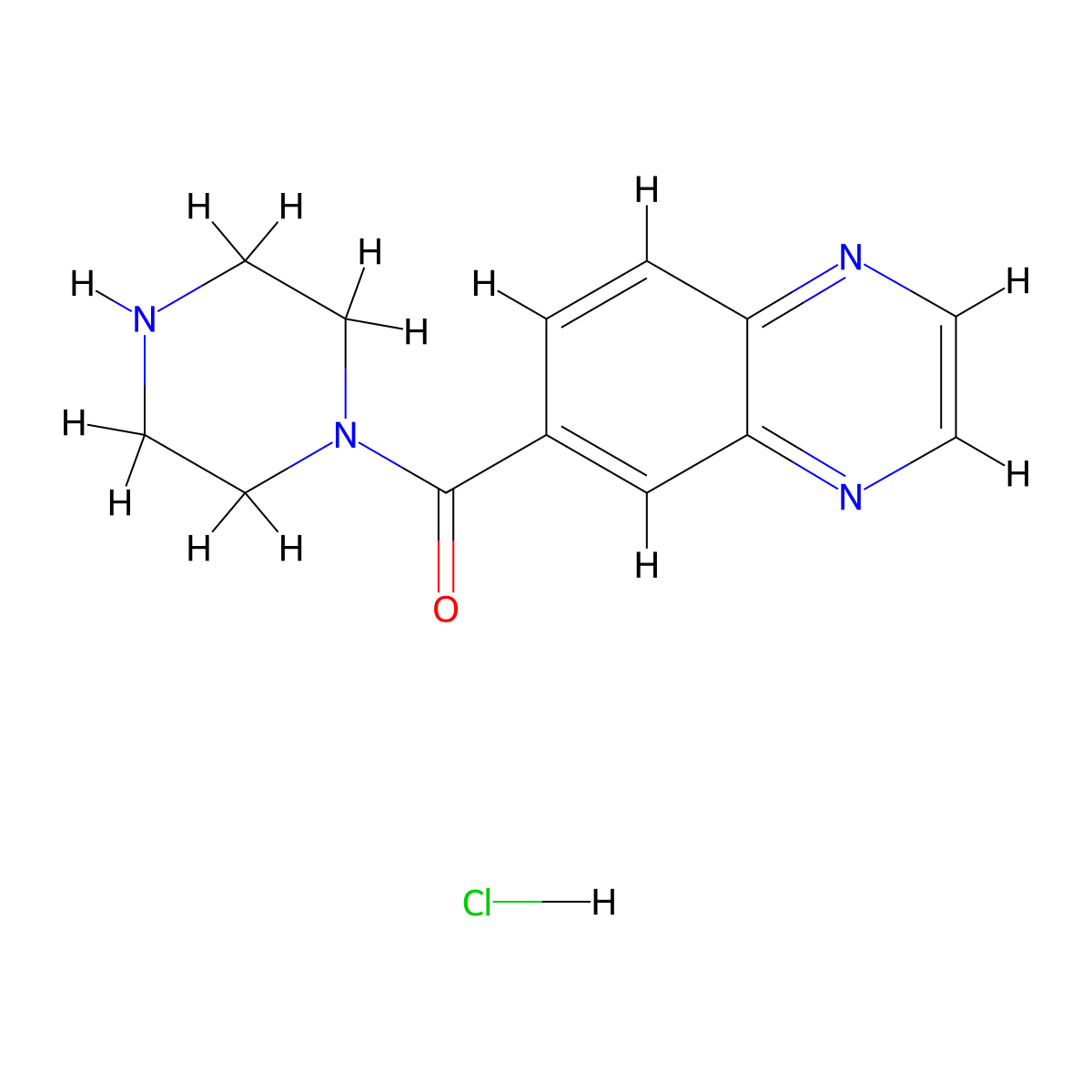 Piperazin-1-yl(quinoxalin-6-yl)methanone hydrochloride molecular structure, CAS 1204298-55-4