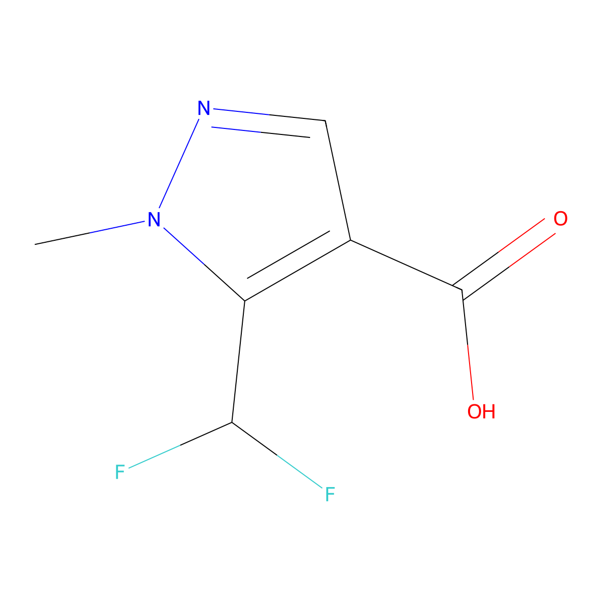 5-(Difluoromethyl)-1-methyl-1H-pyrazole-4-carboxylic acid molecular structure, CAS 1204298-65-6