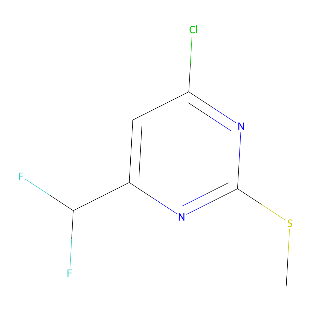4-Chloro-6-(difluoromethyl)-2-(methylthio)pyrimidine molecular structure, CAS 1204298-68-9