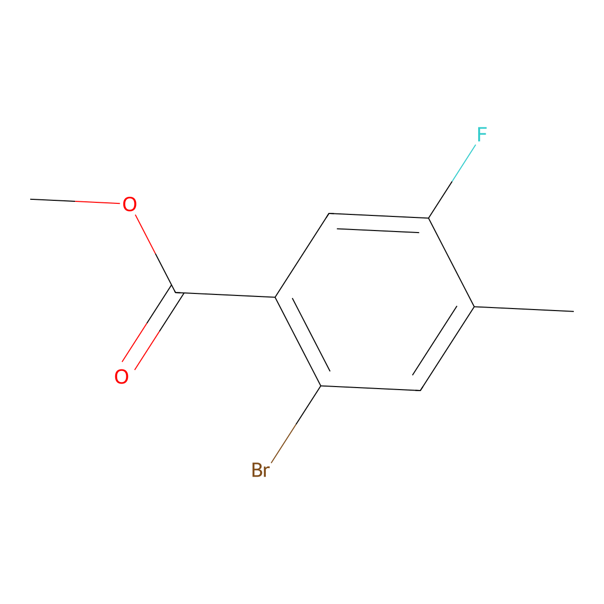 Methyl 2-bromo-5-fluoro-4-methylbenzoate molecular structure, CAS 1204304-98-2