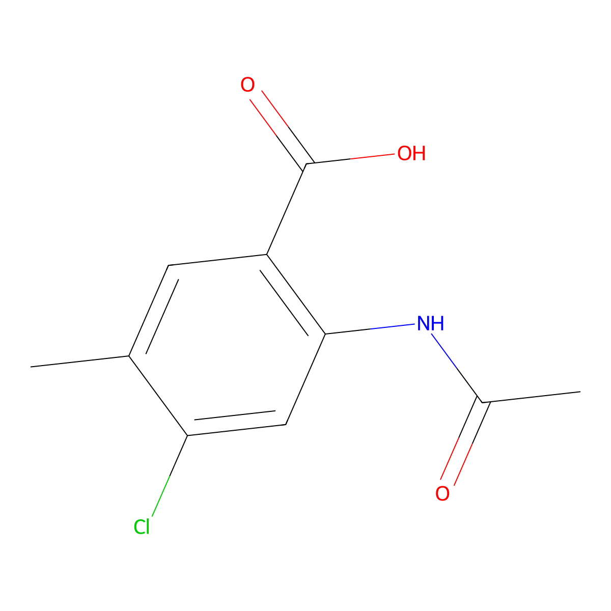 2-Acetamido-4-chloro-5-methylbenzoic acid molecular structure, CAS 1204312-39-9