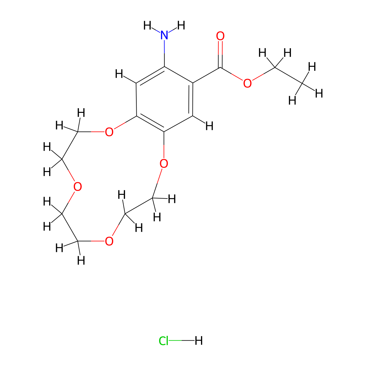 Ethyl 13-amino-2,3,5,6,8,9-hexahydrobenzo[b][1,4,7,10]tetraoxacyclododecine-12-carboxylate hydrochloride molecular structure, CAS 1204313-56-3