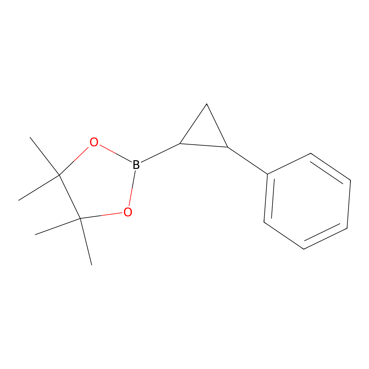 4,4,5,5-Tetramethyl-2-((1R,2S)-2-phenylcyclopropyl)-1,3,2-dioxaborolane molecular structure, CAS 1204315-47-8