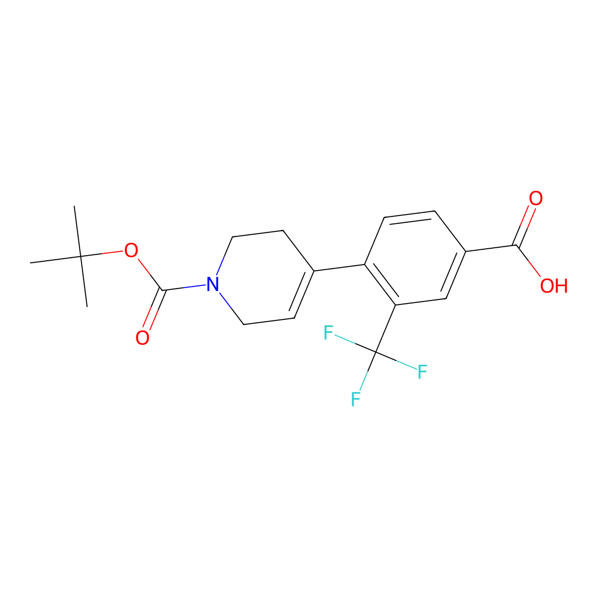 4-(4-Carboxy-2-trifluoromethyl-phenyl)-3,6-dihydro-2H-pyridine-1-carboxylic acid tert butyl ester molecular structure, CAS 1204331-35-0