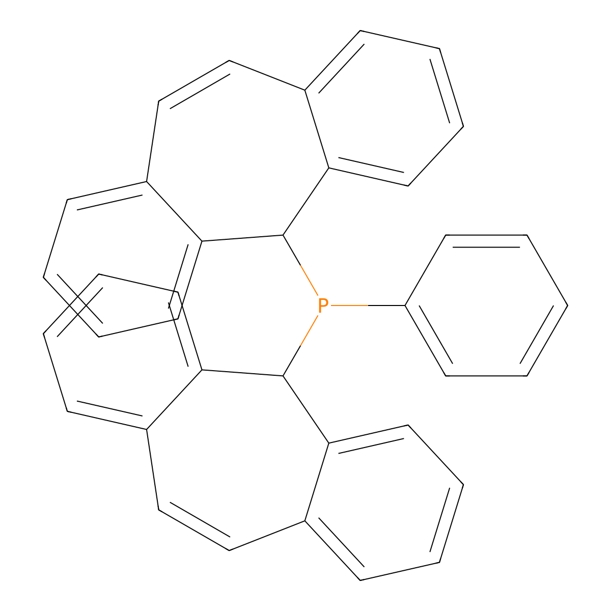 Bis(5H-dibenzo[a,d]cyclohepten-5-yl)phenylphosphine molecular structure, CAS 1204348-65-1
