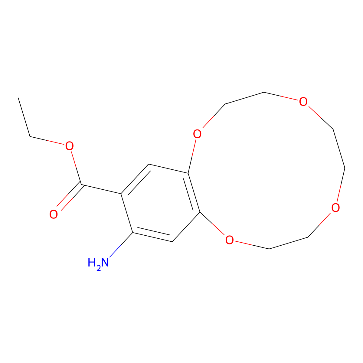 Ethyl 13-amino-2,3,5,6,8,9-hexahydro-1,4,7,10-benzotetraoxacyclododecine-12-carboxylate molecular structure, CAS 1204386-13-9