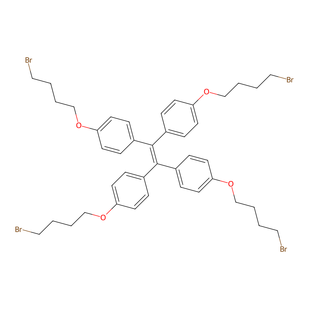 1,1,2,2-Tetrakis(4-(4-bromobutoxy)phenyl)ethene molecular structure, CAS 1204389-23-0