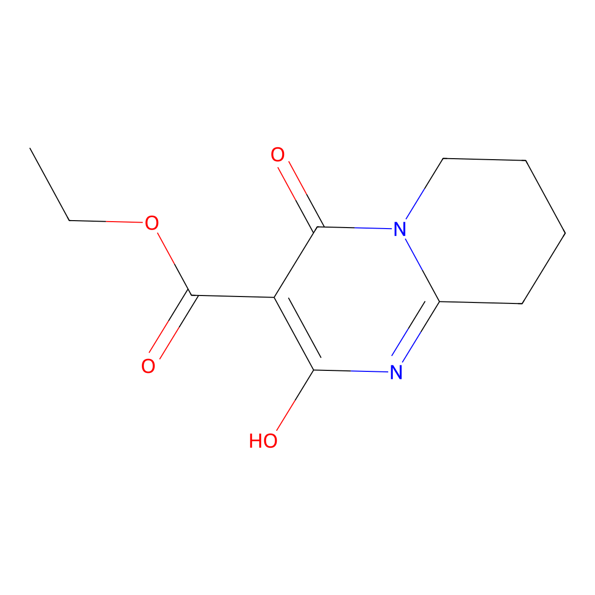 Ethyl 2-hydroxy-4-oxo-6,7,8,9-tetrahydro-4h-pyrido[1,2-a]pyrimidine-3-carboxylate molecular structure, CAS 1204419-95-3