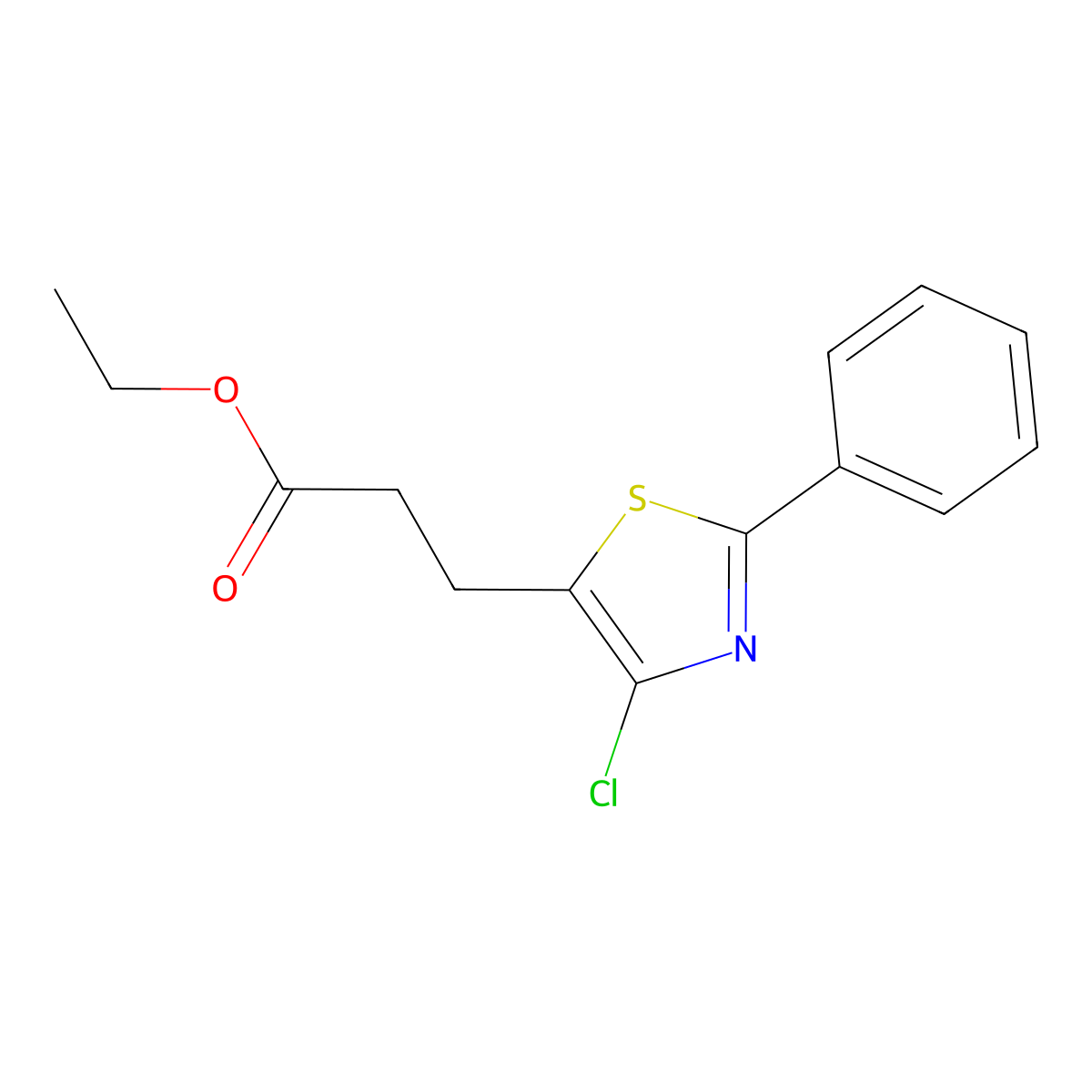 Ethyl 3-(4-chloro-2-phenylthiazol-5-yl)propanoate molecular structure, CAS 1204423-36-8
