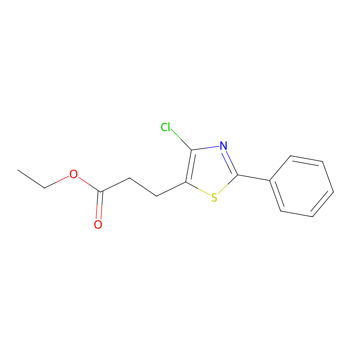 Ethyl 3-(4-chloro-2-phenylthiazol-5-yl)propanoate molecular structure, CAS 1204423-36-8