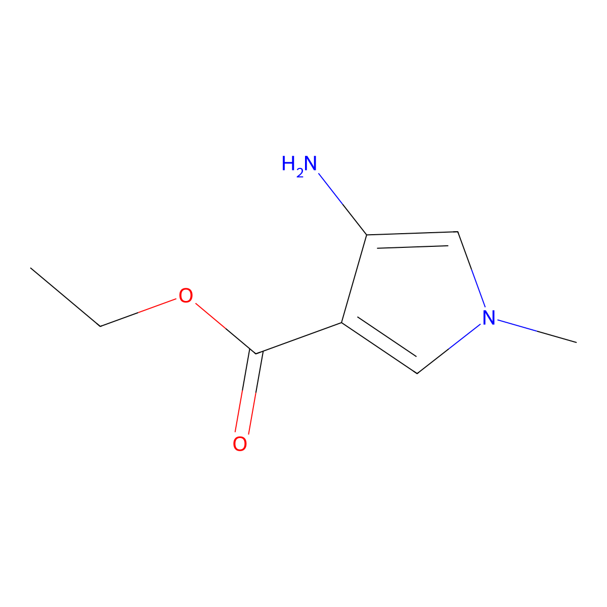 Ethyl 4-amino-1-methyl-1H-pyrrole-3-carboxylate molecular structure, CAS 1204475-40-0