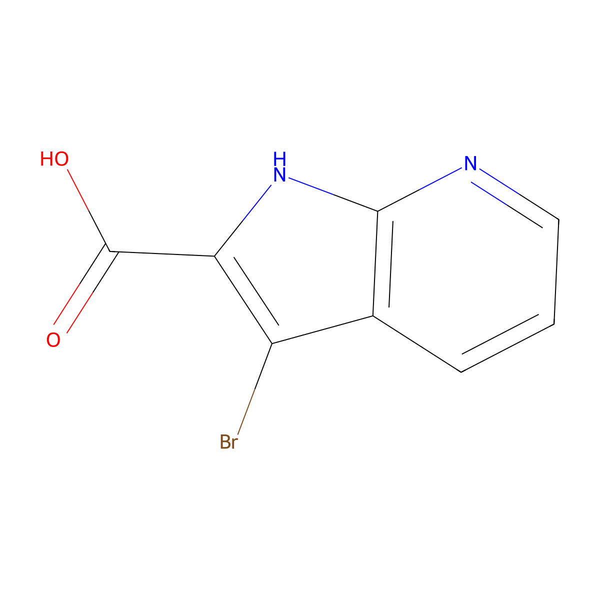 1H-Pyrrolo[2,3-b]pyridine-2-carboxylic acid, 3-bromo- molecular structure, CAS 1204475-66-0