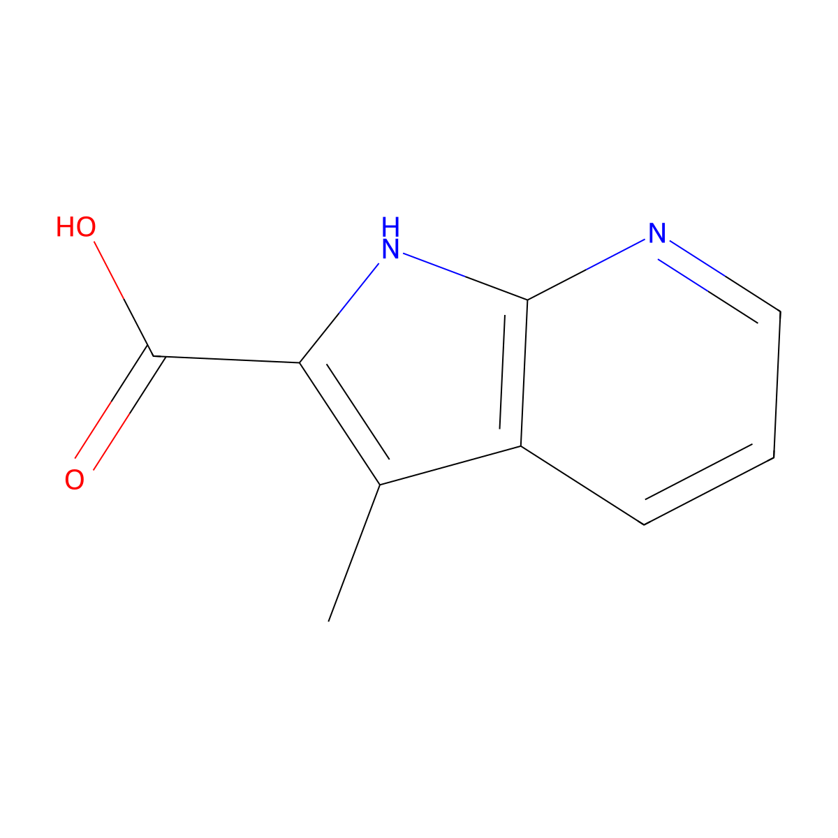 3-methyl-1H-pyrrolo[2,3-b]pyridine-2-carboxylic acid molecular structure, CAS 1204475-73-9