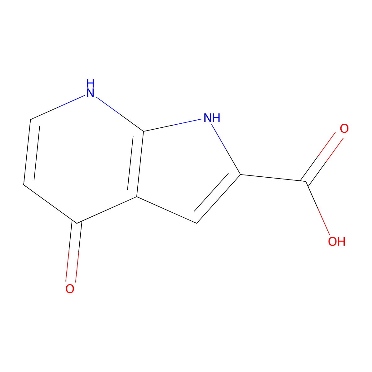 4-hydroxy-1H-pyrrolo[2,3-b]pyridine-2-carboxylic acid molecular structure, CAS 1204476-01-6