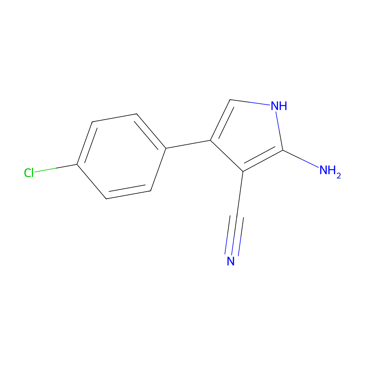 2-amino-4-(4-chlorophenyl)-1H-pyrrole-3-carbonitrile molecular structure, CAS 120450-07-9