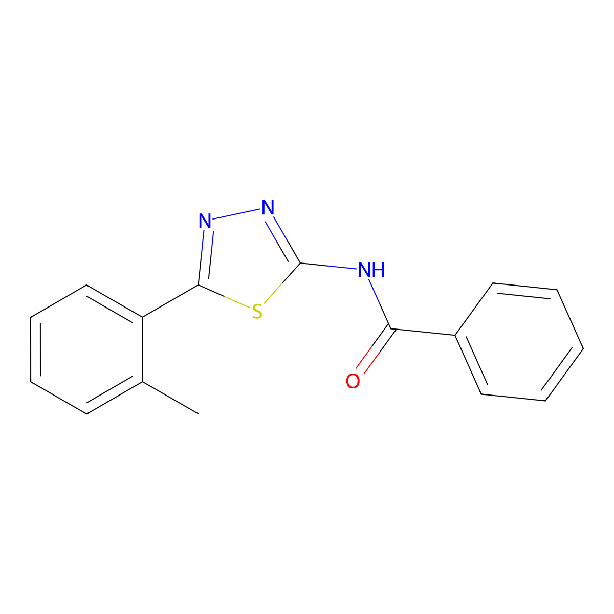 N-[5-(2-methylphenyl)-1,3,4-thiadiazol-2-yl]benzamide molecular structure, CAS 120450-42-2