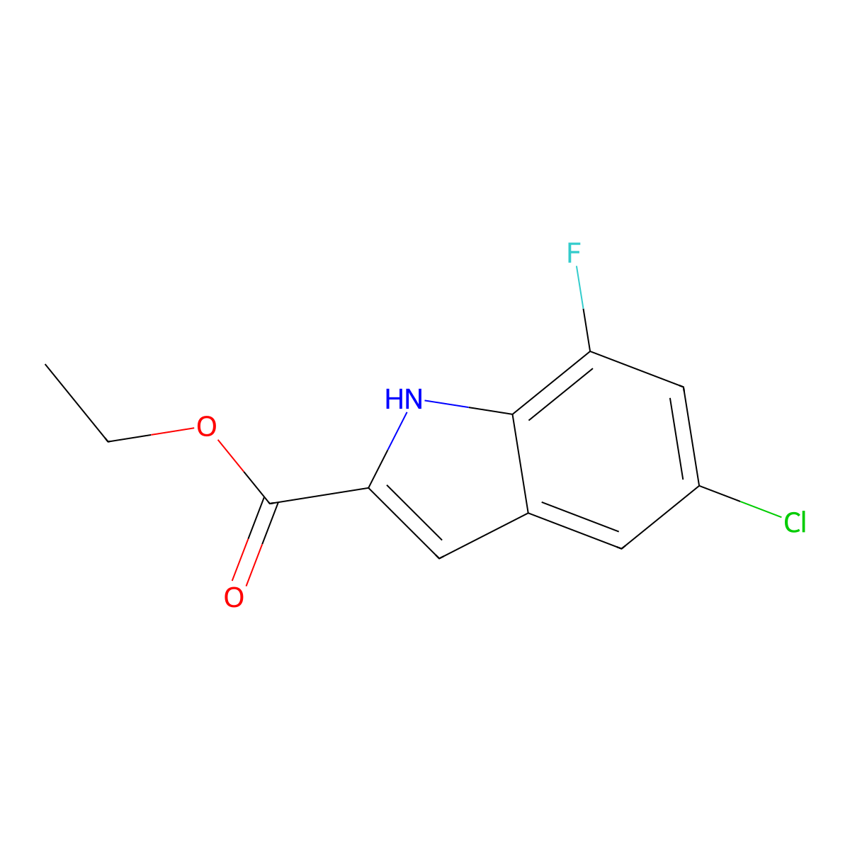 ethyl 5-chloro-7-fluoro-1H-indole-2-carboxylate molecular structure, CAS 1204501-37-0