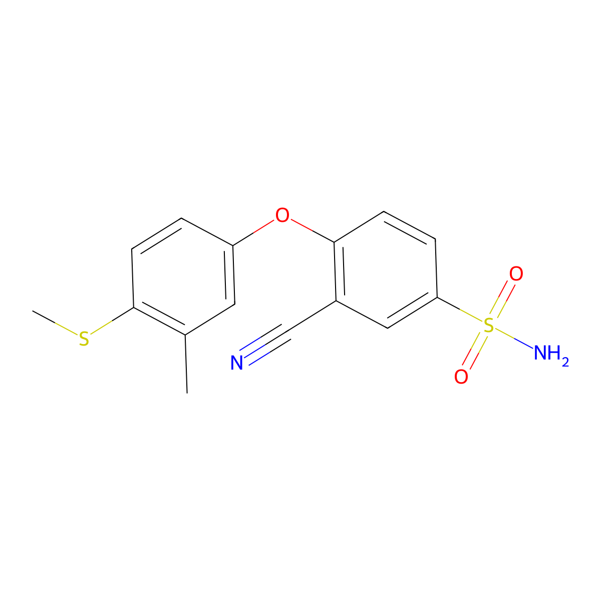 3-Cyano-4-(3-methyl-4-(methylthio)phenoxy)benzenesulfonamide molecular structure, CAS 1204513-72-3