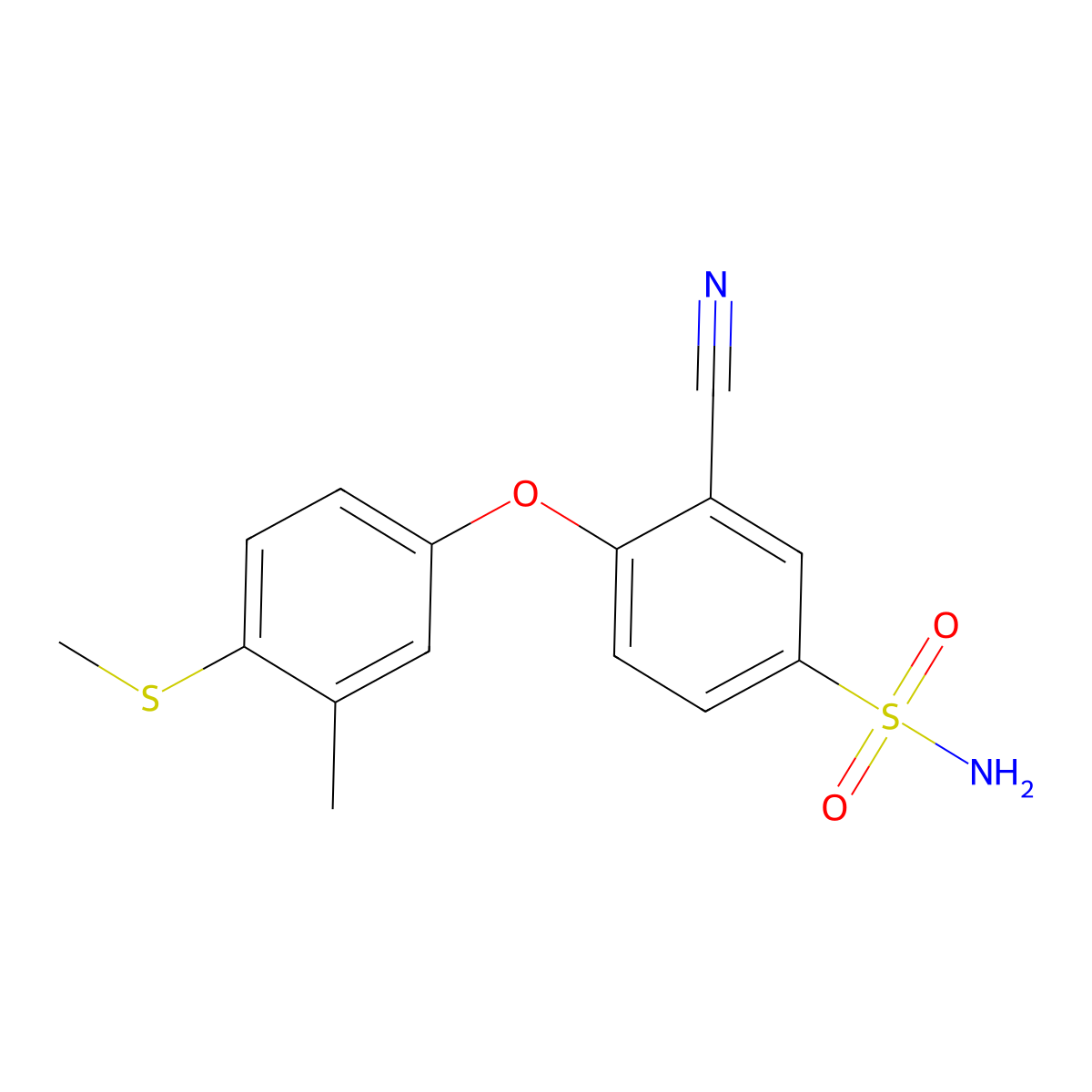 3-Cyano-4-(3-methyl-4-(methylthio)phenoxy)benzenesulfonamide molecular structure, CAS 1204513-72-3