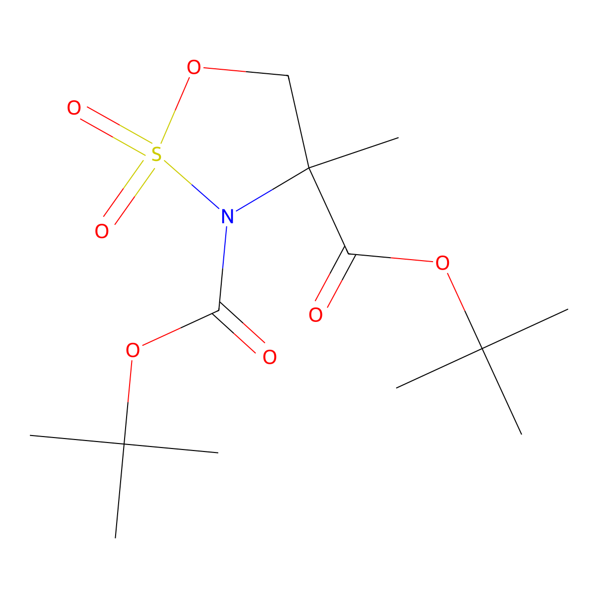 Di-tert-Butyl (S)-4-methyl-1,2,3-oxathiazolidine-3,4-dicarboxylate 2,2-dioxide molecular structure, CAS 1204514-53-3