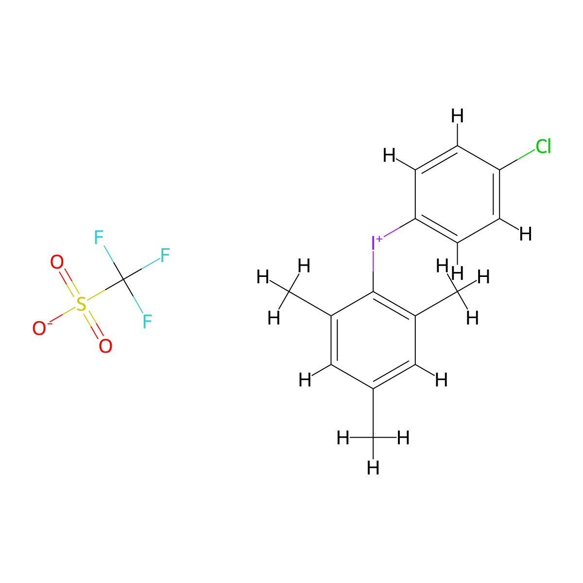 (4-Chlorophenyl)(mesityl)iodonium trifluoromethanesulfonate molecular structure, CAS 1204518-00-2