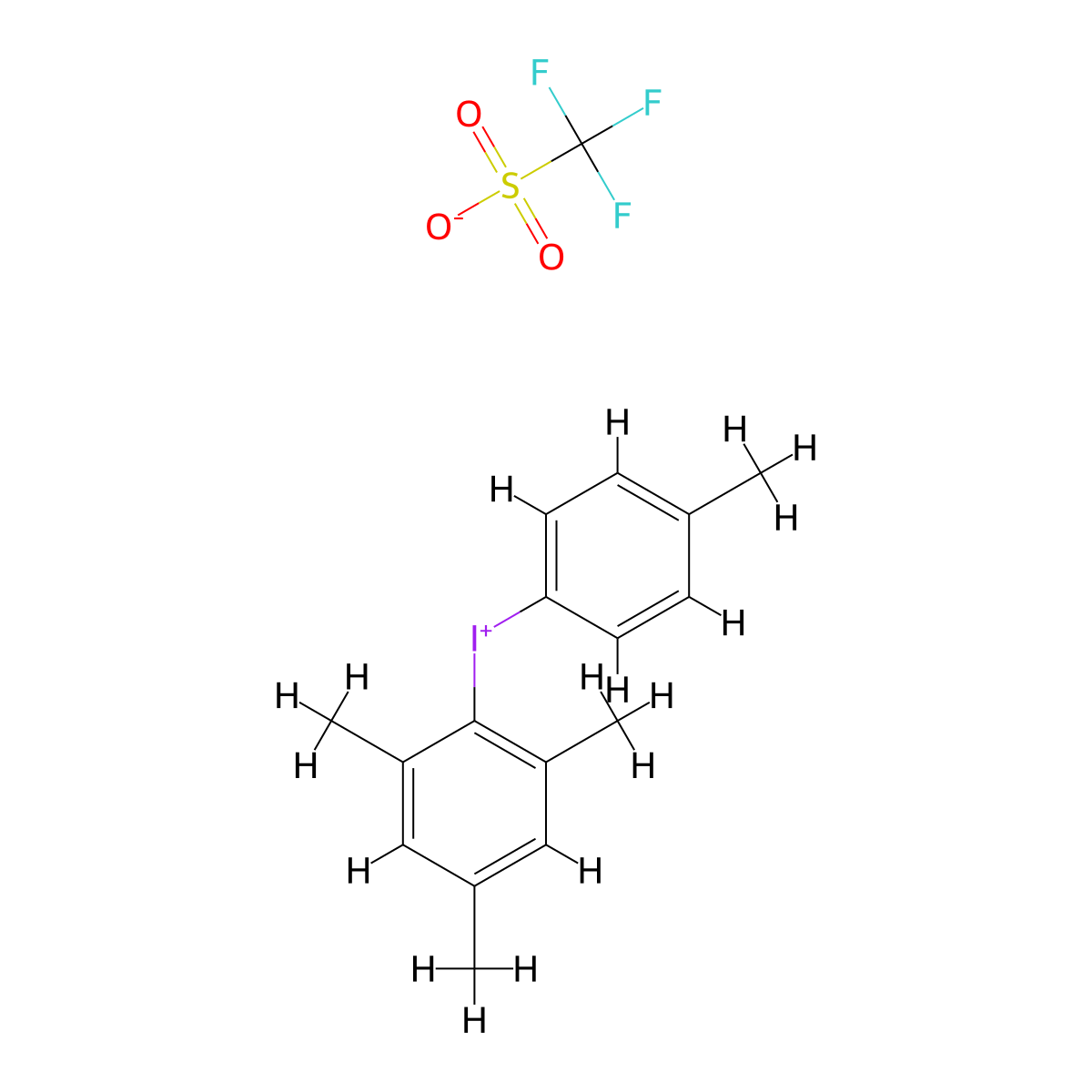 (4-Methylphenyl)(2,4,6-trimethylphenyl)iodonium Trifluoromethanesulfonate molecular structure, CAS 1204518-02-4