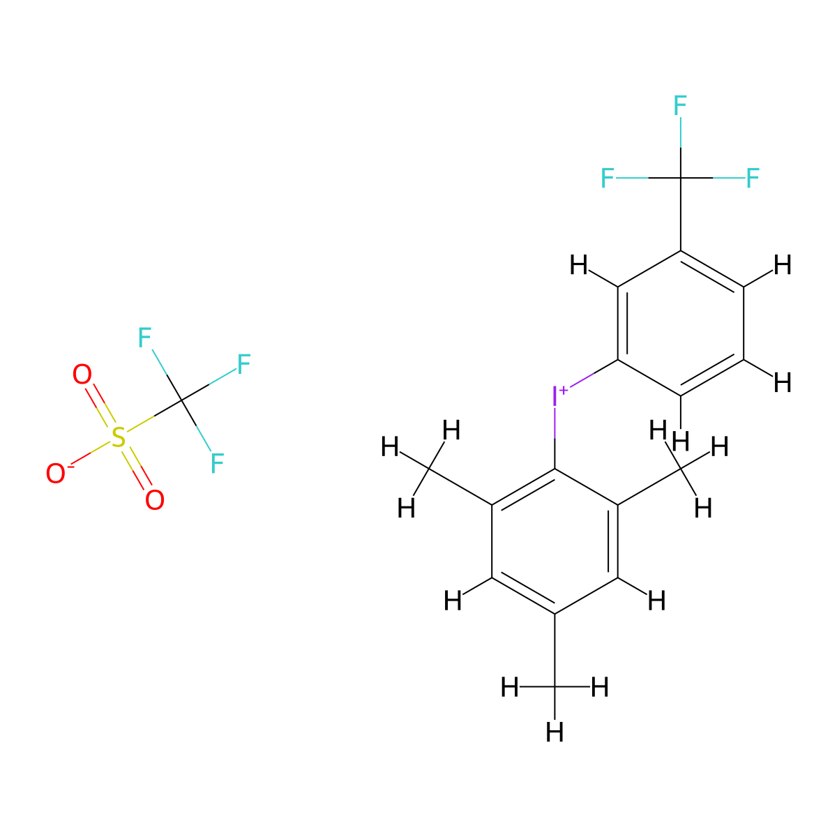 [3-(Trifluoromethyl)phenyl](2,4,6-trimethylphenyl)iodonium Trifluoromethanesulfonate molecular structure, CAS 1204518-08-0