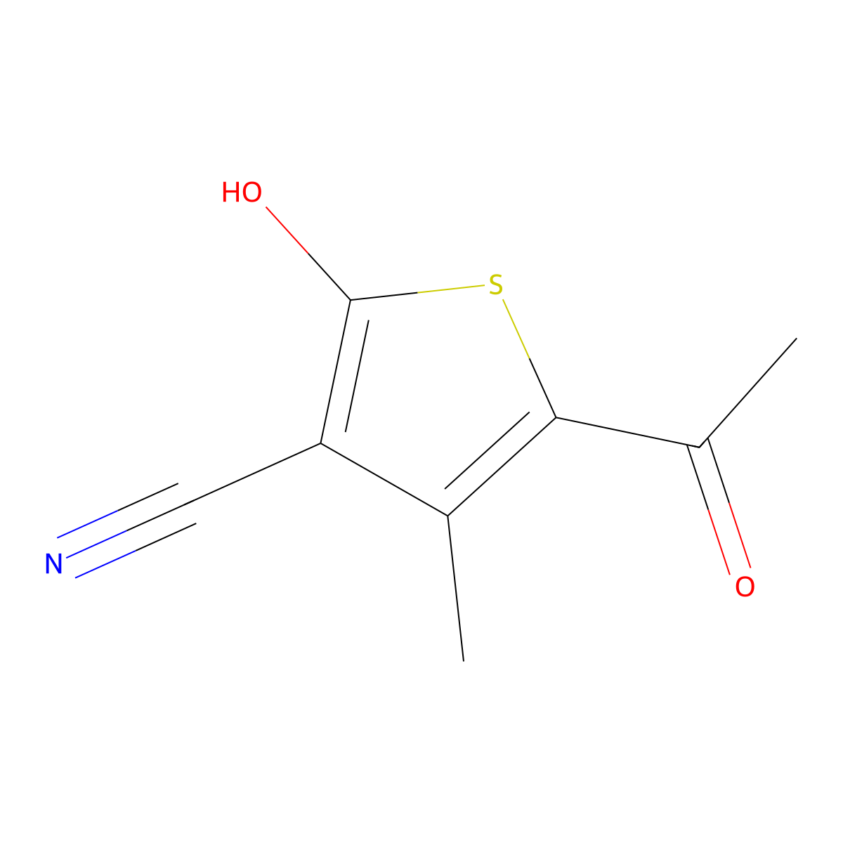 5-Acetyl-2-hydroxy-4-methylthiophene-3-carbonitrile molecular structure, CAS 120456-32-8