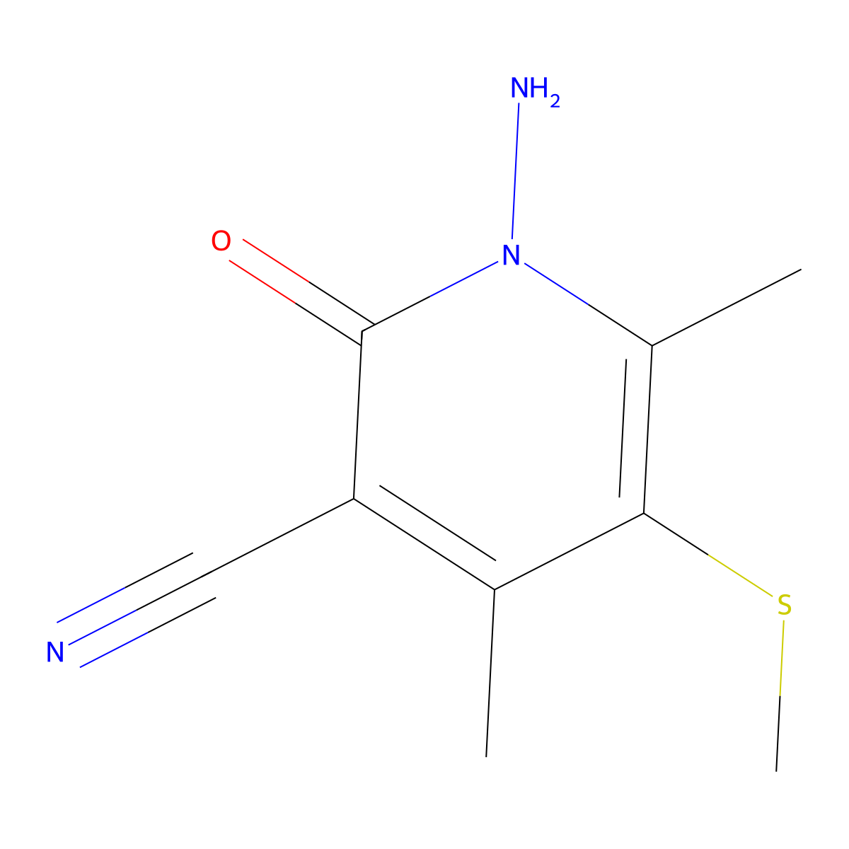 1-Amino-4,6-dimethyl-5-(methylsulfanyl)-2-oxo-1,2-dihydropyridine-3-carbonitrile molecular structure, CAS 120456-35-1