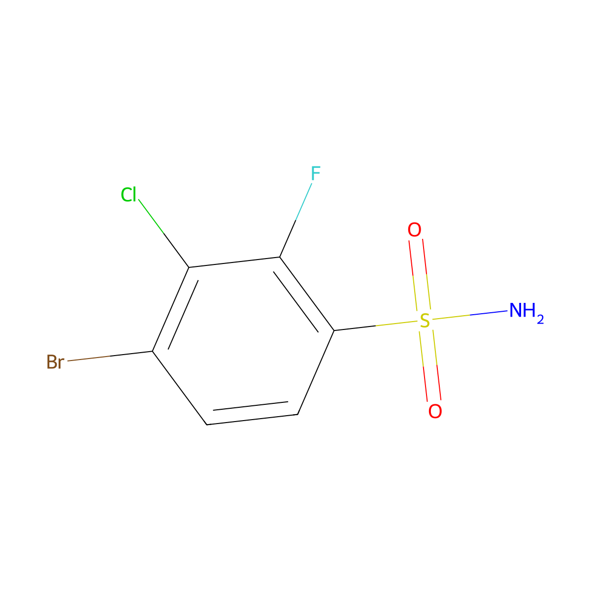 4-Bromo-3-chloro-2-fluorobenzene-1-sulfonamide molecular structure, CAS 1204572-81-5