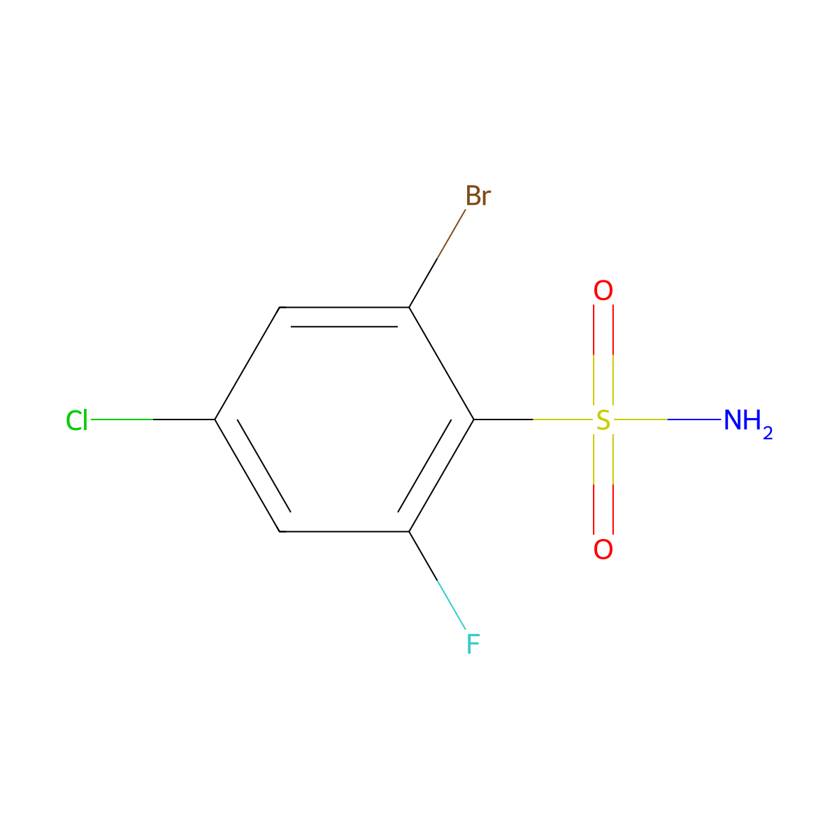 2-Bromo-4-chloro-6-fluorobenzenesulfonamide molecular structure, CAS 1204573-10-3