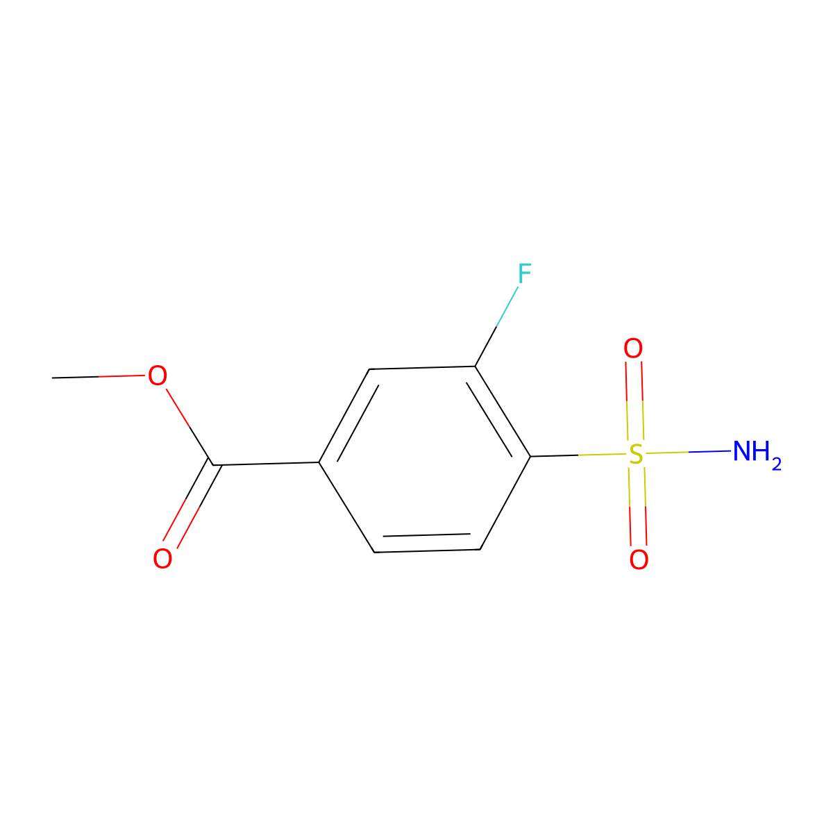 Methyl 3-fluoro-4-sulfamoylbenzoate molecular structure, CAS 1204574-95-7
