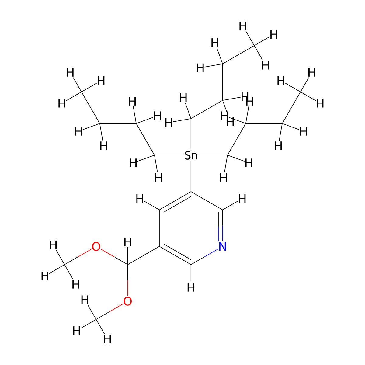 3-(Dimethoxymethyl)-5-(tributylstannyl)pyridine molecular structure, CAS 1204580-69-7