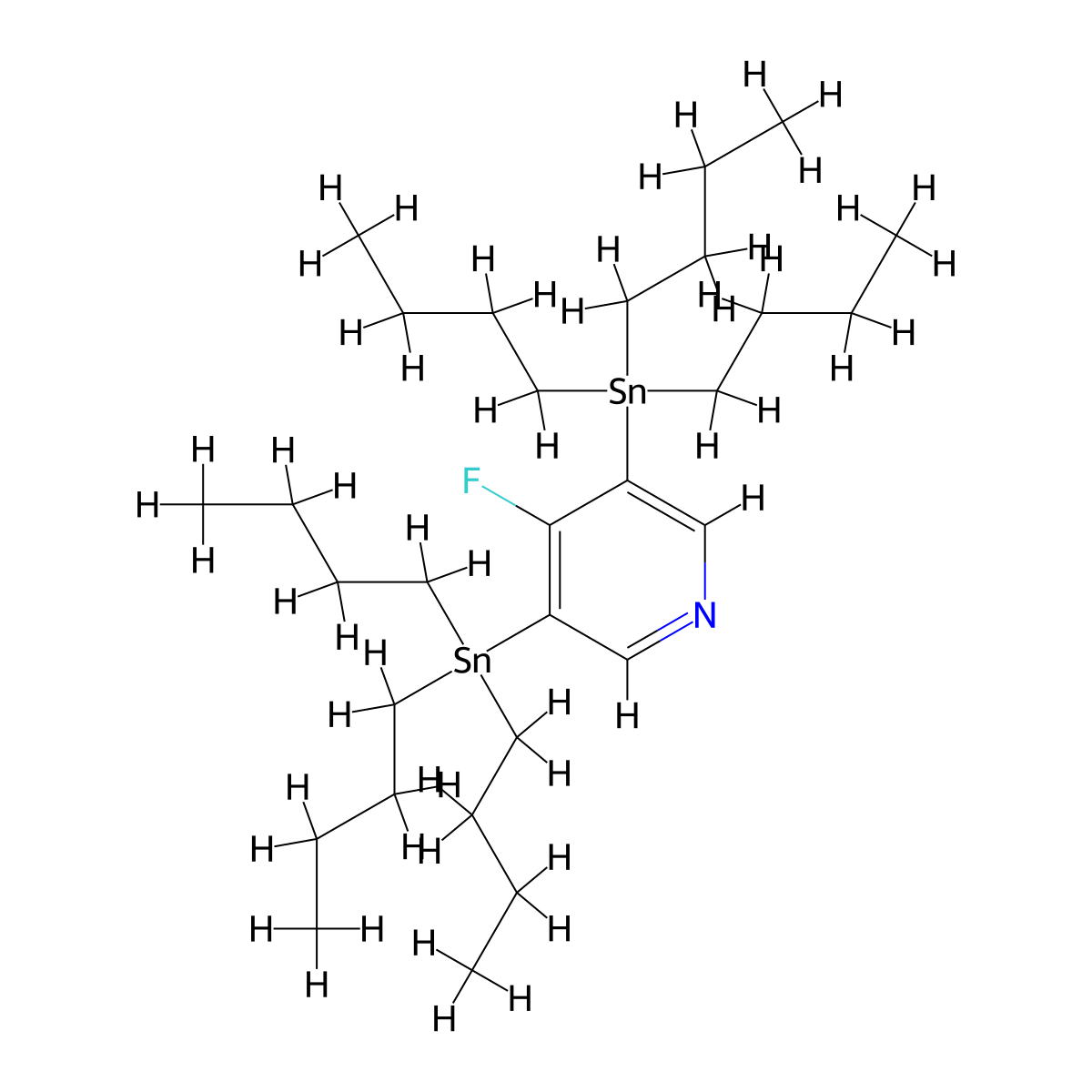 4-Fluoro-3,5-bis(tributylstannyl)pyridine molecular structure, CAS 1204580-75-5