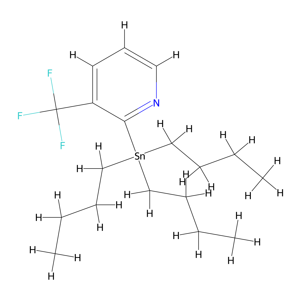 2-(Tributylstannyl)-3-(trifluoromethyl)pyridine molecular structure, CAS 1204580-78-8