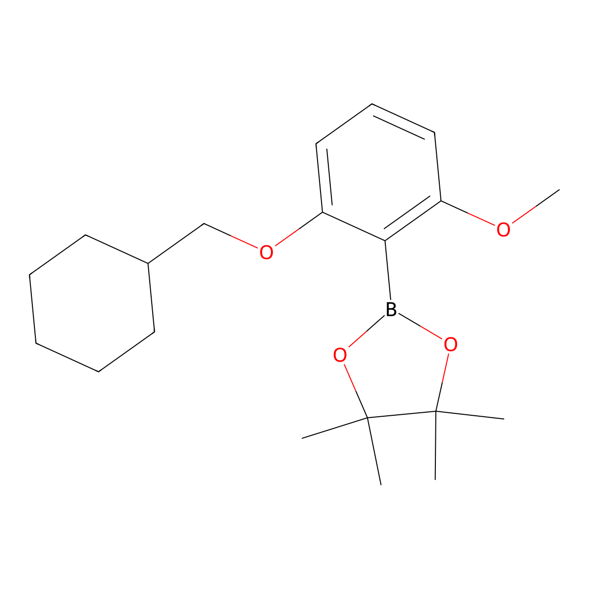 2-(2-(Cyclohexylmethoxy)-6-methoxyphenyl)-4,4,5,5-tetramethyl-1,3,2-dioxaborolane molecular structure, CAS 1204580-87-9
