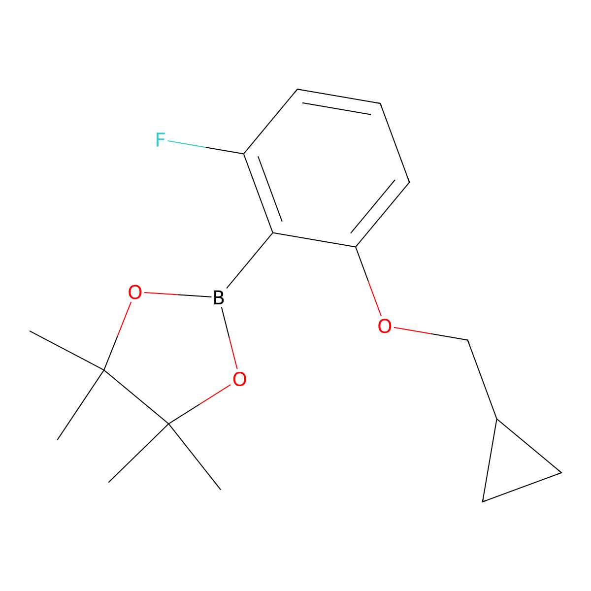 2-(2-(Cyclopropylmethoxy)-6-fluorophenyl)-4,4,5,5-tetramethyl-1,3,2-dioxaborolane molecular structure, CAS 1204580-88-0