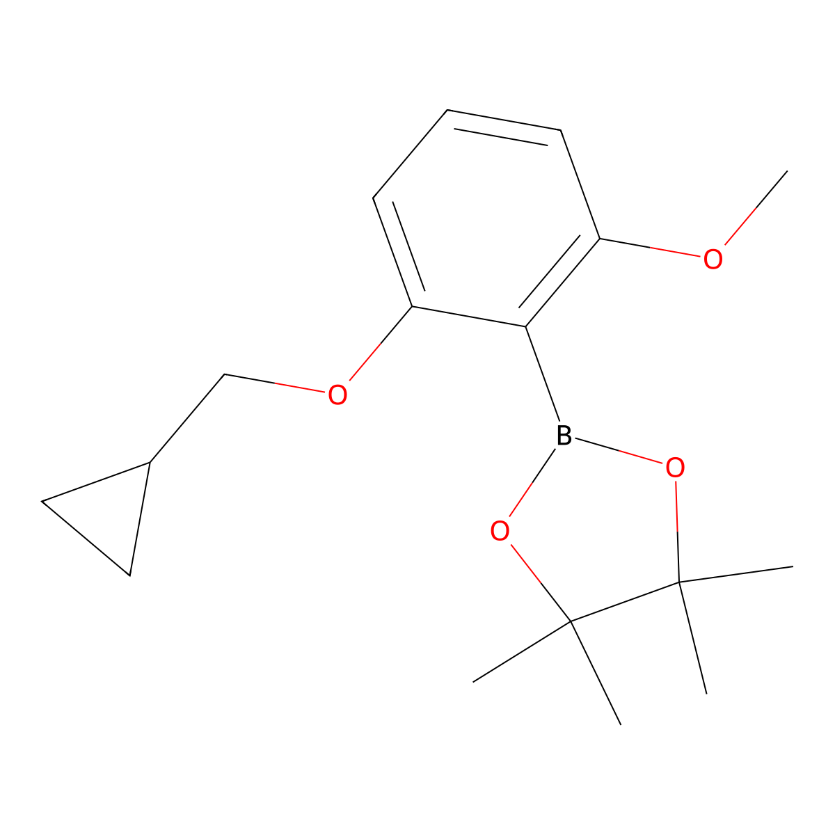 2-(2-(Cyclopropylmethoxy)-6-methoxyphenyl)-4,4,5,5-tetramethyl-1,3,2-dioxaborolane molecular structure, CAS 1204580-89-1