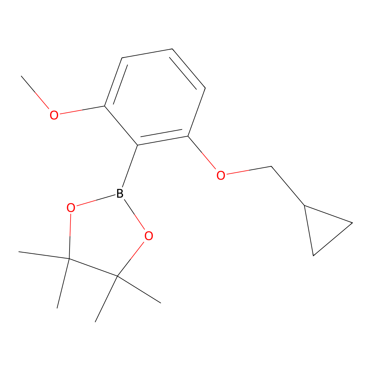 2-(2-(Cyclopropylmethoxy)-6-methoxyphenyl)-4,4,5,5-tetramethyl-1,3,2-dioxaborolane molecular structure, CAS 1204580-89-1