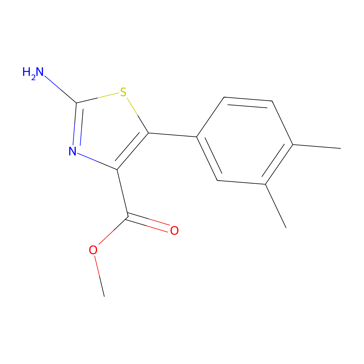 2-Amino-5-(3,4-dimethyl-phenyl)-thiazole-4-carboxylic acid methyl ester molecular structure, CAS 1204585-70-5