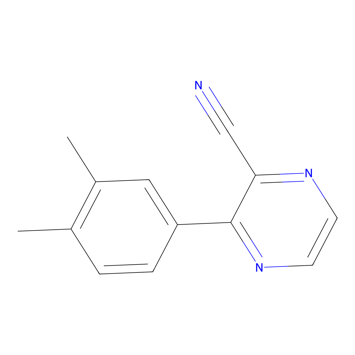 3-(3,4-Dimethyl-phenyl)-pyrazine-2-carbonitrile molecular structure, CAS 1204585-79-4