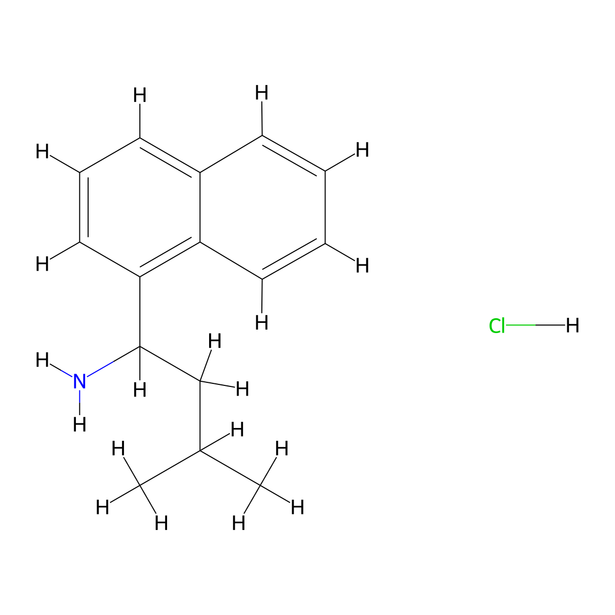 3-Methyl-1-(naphthalen-1-yl)butan-1-amine hydrochloride molecular structure, CAS 1204595-16-3
