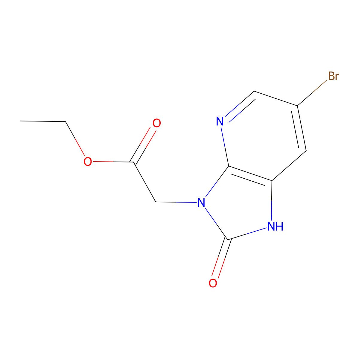 ethyl 2-{6-bromo-2-oxo-1H,2H,3H-imidazo[4,5-b]pyridin-3-yl}acetate molecular structure, CAS 1204599-81-4